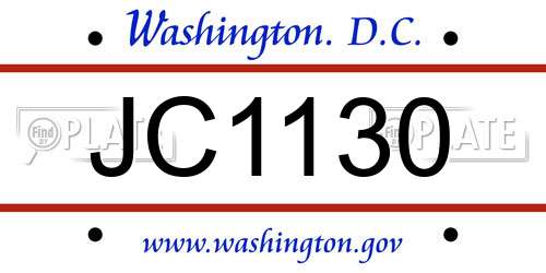 JC1130 District Of Columbia License Plate