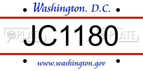 JC1180 District Of Columbia License Plate