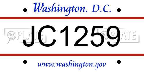 JC1259 District Of Columbia License Plate