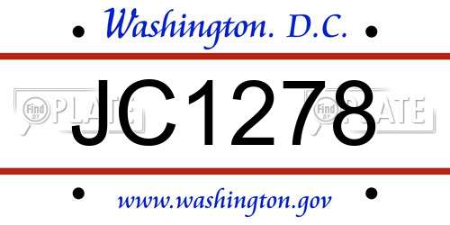 JC1278 District Of Columbia License Plate