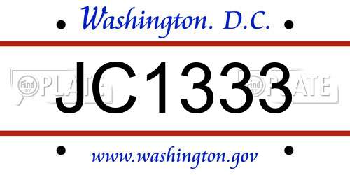 JC1333 District Of Columbia License Plate