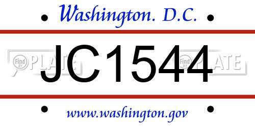 JC1544 District Of Columbia License Plate