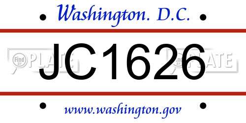 JC1626 District Of Columbia License Plate