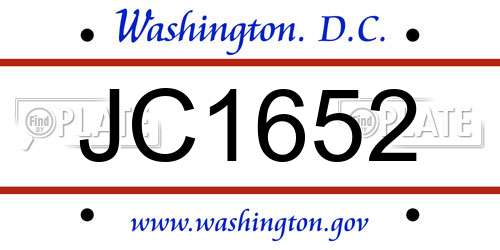 JC1652 District Of Columbia License Plate