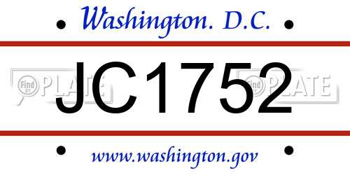 JC1752 District Of Columbia License Plate