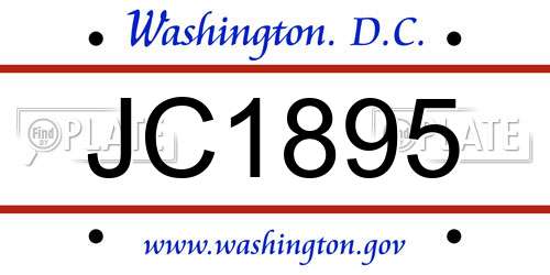 JC1895 District Of Columbia License Plate