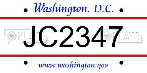 JC2347 District Of Columbia License Plate