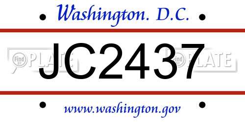JC2437 District Of Columbia License Plate