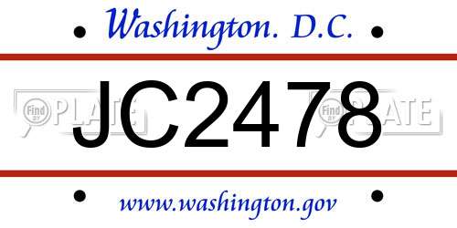 JC2478 District Of Columbia License Plate