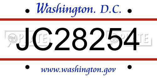 JC28254 District Of Columbia License Plate