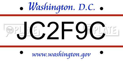 JC2F9C District Of Columbia License Plate