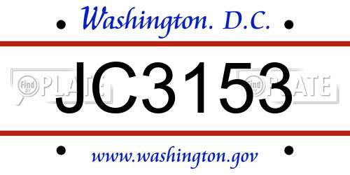 JC3153 District Of Columbia License Plate