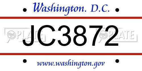 JC3872 District Of Columbia License Plate