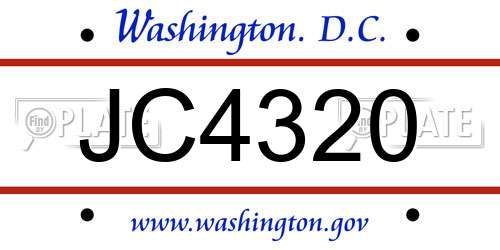 JC4320 District Of Columbia License Plate