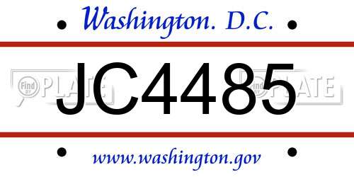 JC4485 District Of Columbia License Plate