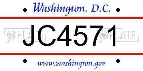 JC4571 District Of Columbia License Plate