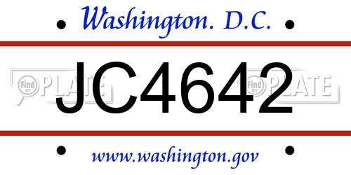 JC4642 District Of Columbia License Plate