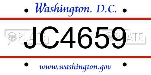 JC4659 District Of Columbia License Plate