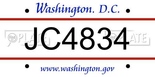 JC4834 District Of Columbia License Plate