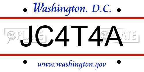 JC4T4A District Of Columbia License Plate