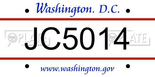 JC5014 District Of Columbia License Plate