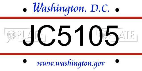 JC5105 District Of Columbia License Plate