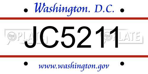 JC5211 District Of Columbia License Plate