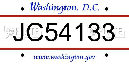 JC54133 District Of Columbia License Plate