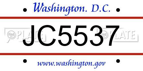 JC5537 District Of Columbia License Plate
