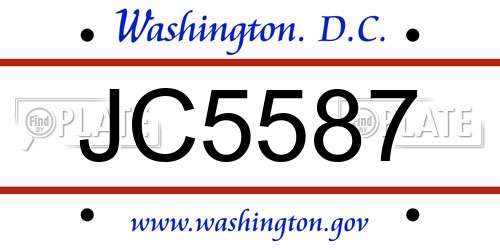 JC5587 District Of Columbia License Plate