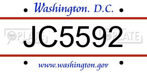 JC5592 District Of Columbia License Plate