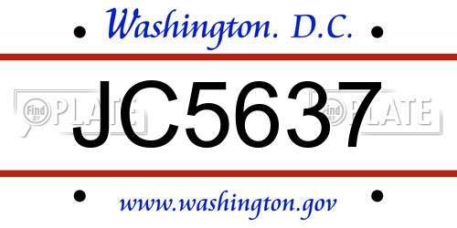 JC5637 District Of Columbia License Plate