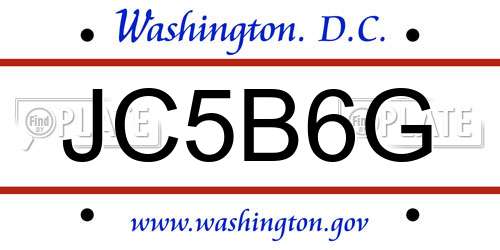 JC5B6G District Of Columbia License Plate