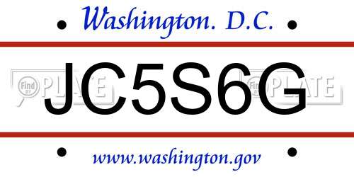 JC5S6G District Of Columbia License Plate