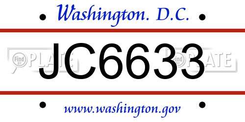 JC6633 District Of Columbia License Plate