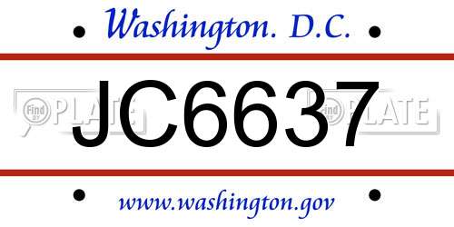 JC6637 District Of Columbia License Plate