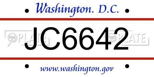 JC6642 District Of Columbia License Plate