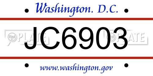 JC6903 District Of Columbia License Plate