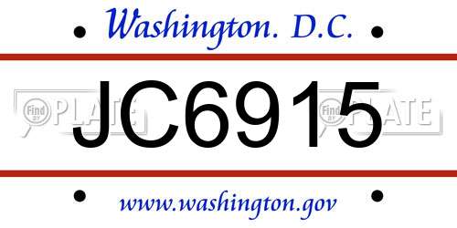JC6915 District Of Columbia License Plate