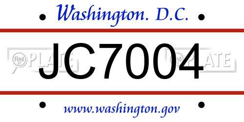 JC7004 District Of Columbia License Plate