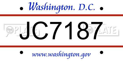 JC7187 District Of Columbia License Plate