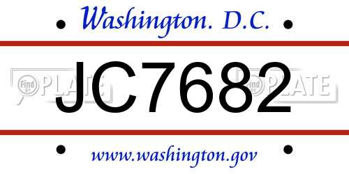 JC7682 District Of Columbia License Plate