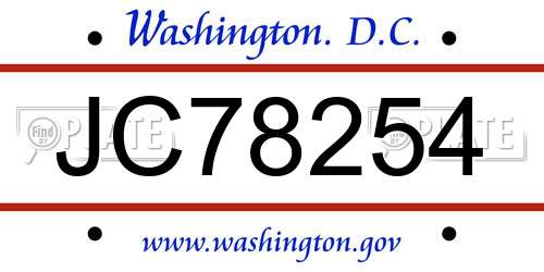 JC78254 District Of Columbia License Plate