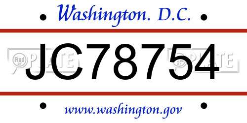 JC78754 District Of Columbia License Plate