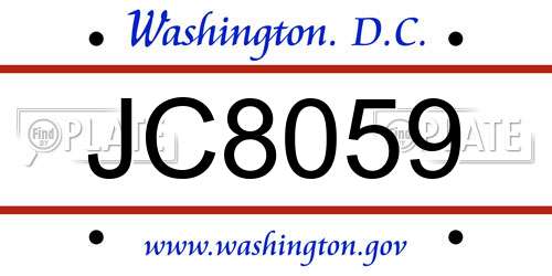 JC8059 District Of Columbia License Plate