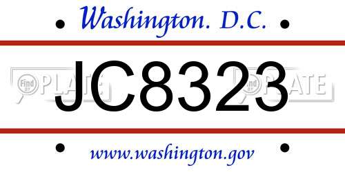 JC8323 District Of Columbia License Plate