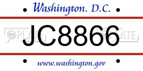 JC8866 District Of Columbia License Plate