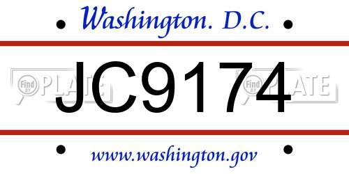 JC9174 District Of Columbia License Plate