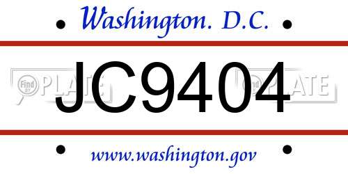 JC9404 District Of Columbia License Plate