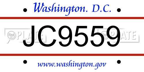 JC9559 District Of Columbia License Plate
